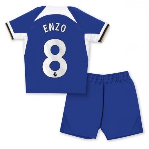 Chelsea Enzo Fernandez #8 Hjemmebanesæt Børn 2023-24 Kort ærmer (+ korte bukser)